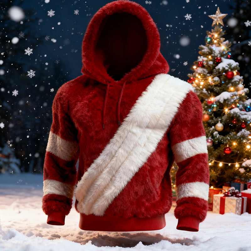 Comstylish Men's Christmas Jesus Plush Warm Hoodie