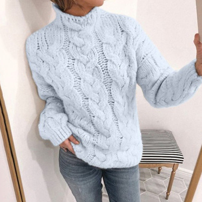 Casual Turtleneck Twist Long Sleeve Sweater elevenforest