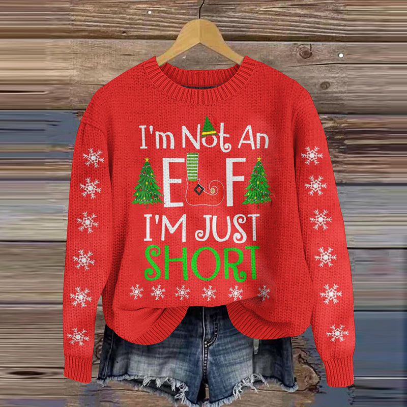 Comstylish Women's Christmas Tree I'm Not An Elf I'm Just Short Ugly Jumper Print Sweater