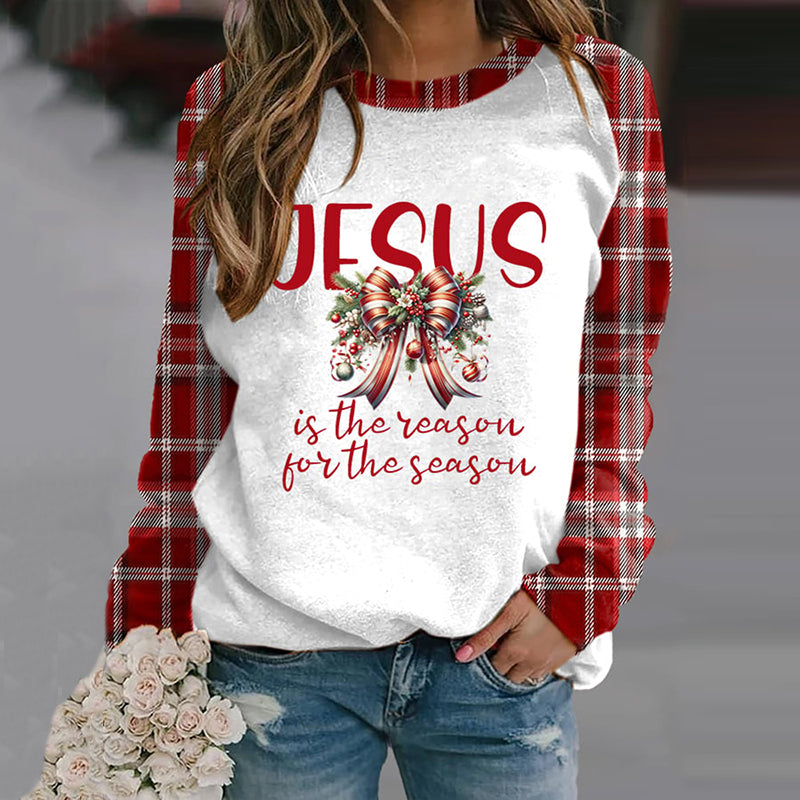 Comstylish Women's Christmas Printed Casual Sweatshirt