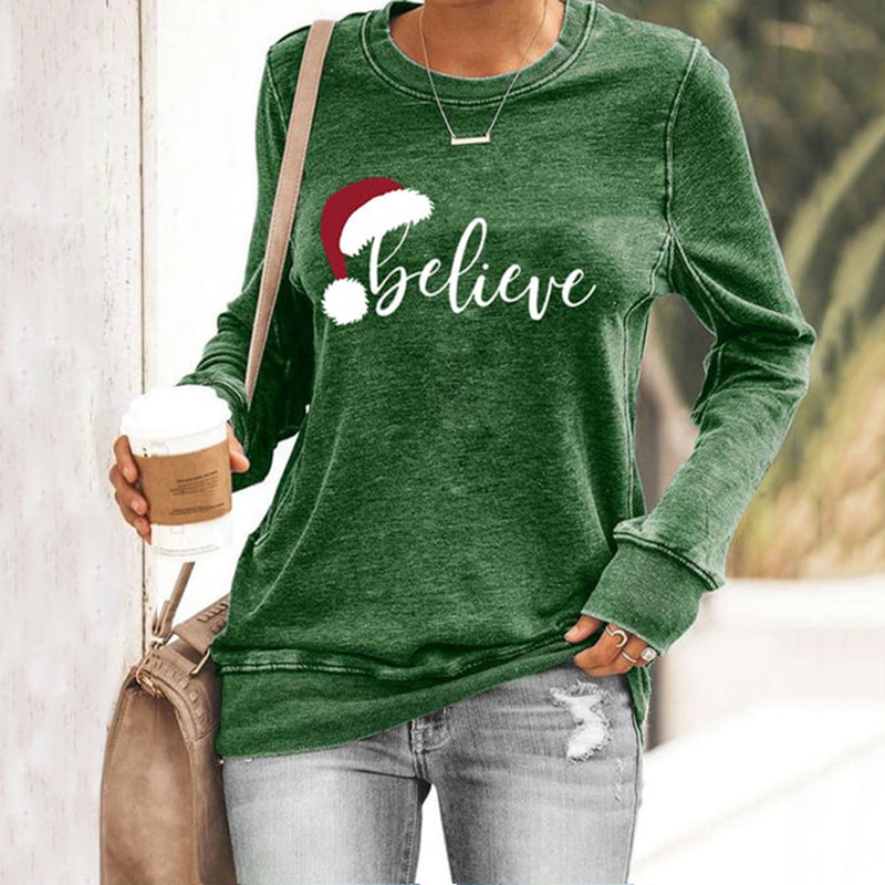 Comstylish Women's Christmas Believe Sweatshirt