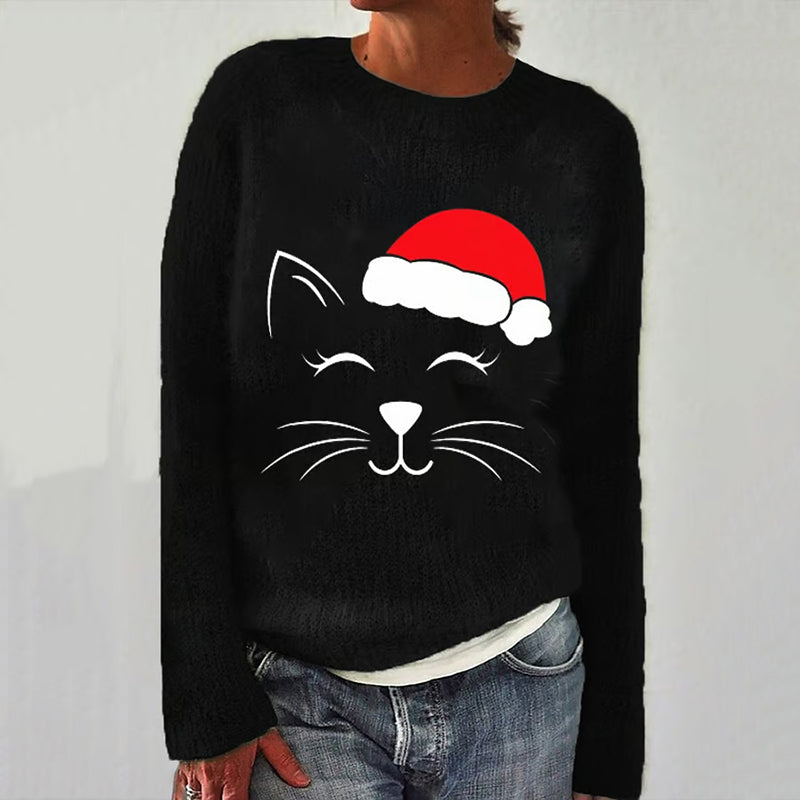 Women's Christmas Cute Cat Knitted Sweater elevenforest