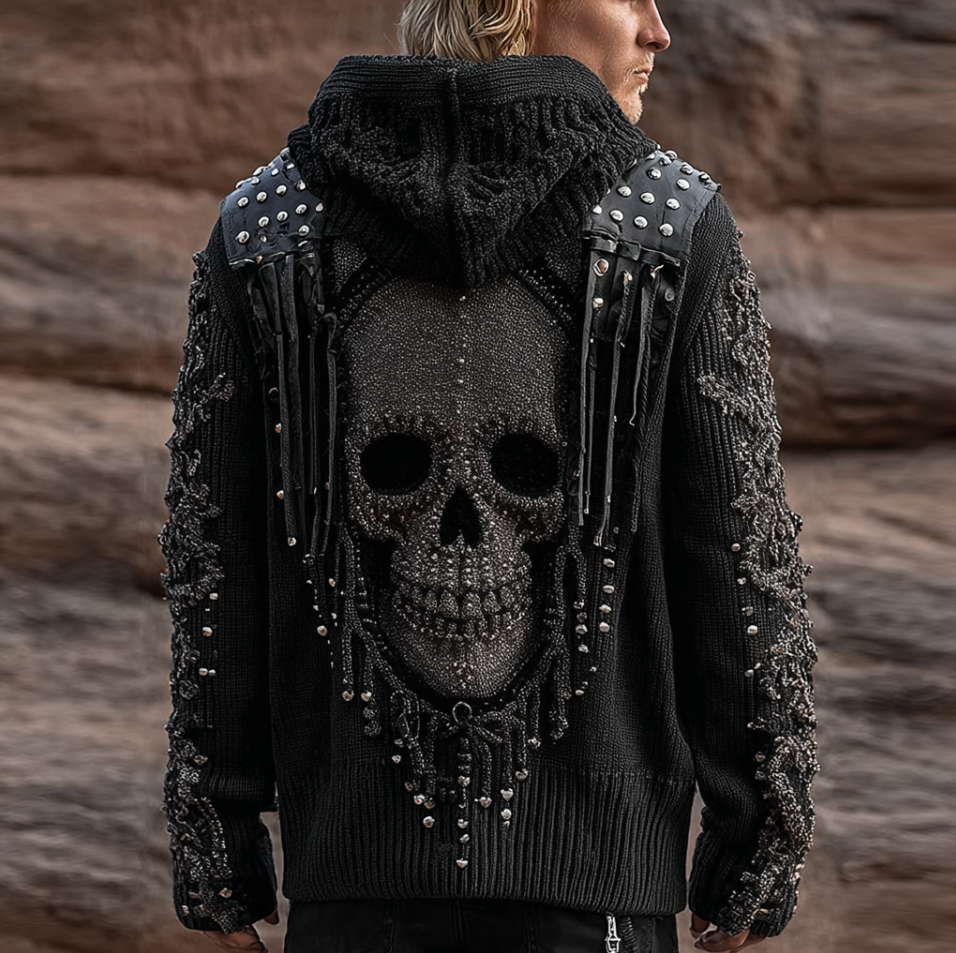 Halloween Gothic Dark Rock Style Men's Hooded Sweater elevenforest