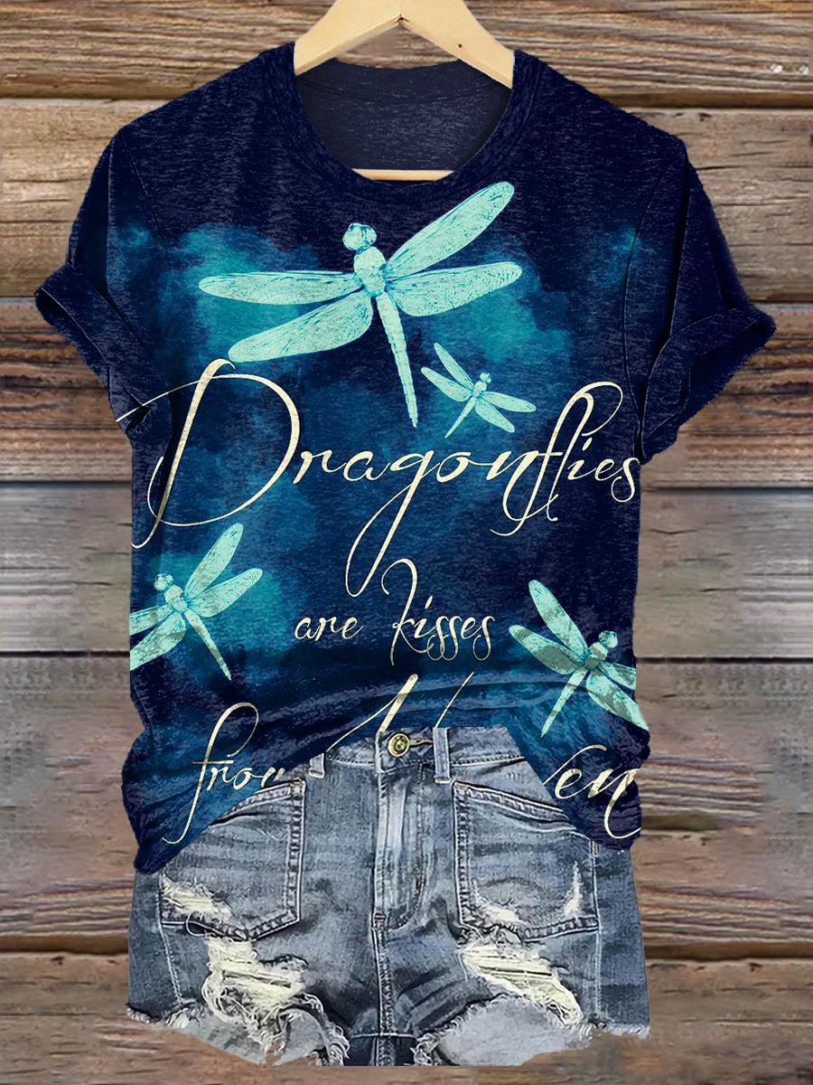 Vintage Dragonfly Art Print Casaul Short Sleeve T-shirt