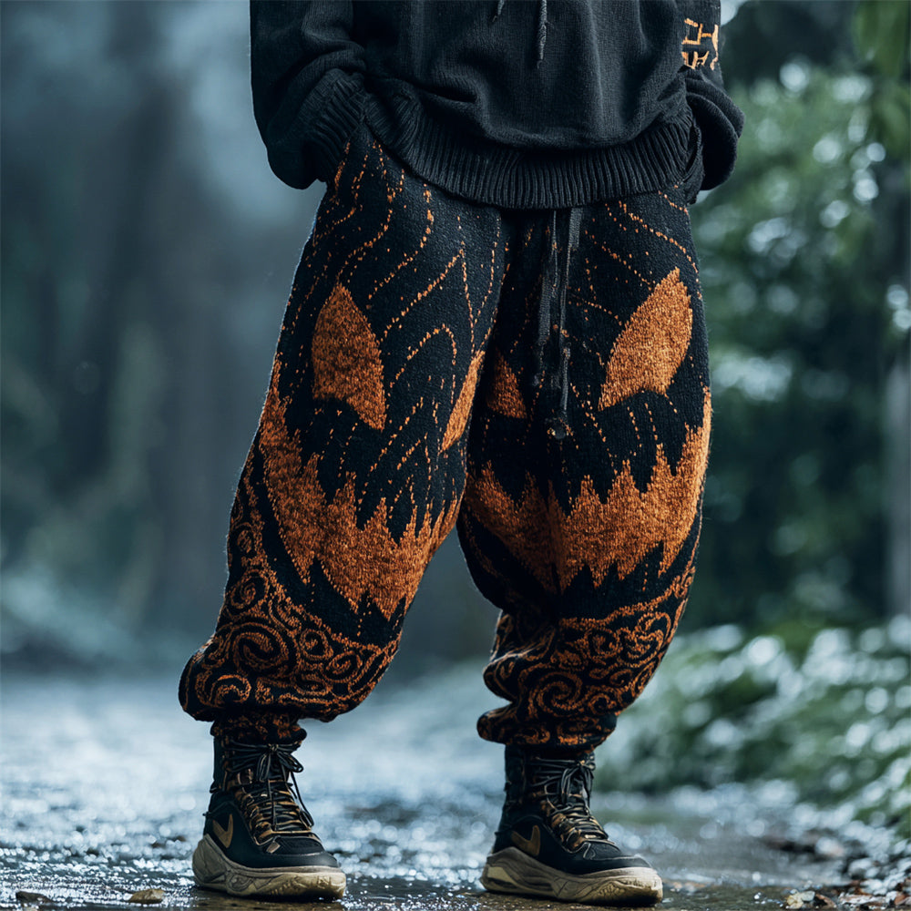 Halloween Pumpkin Emoji Men's Casual Pants artswardrobe