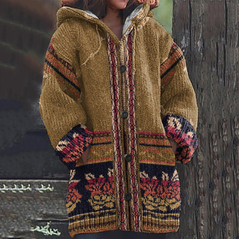 Women's Vintage Icelandic Floral Pattern Sweater elevenforest