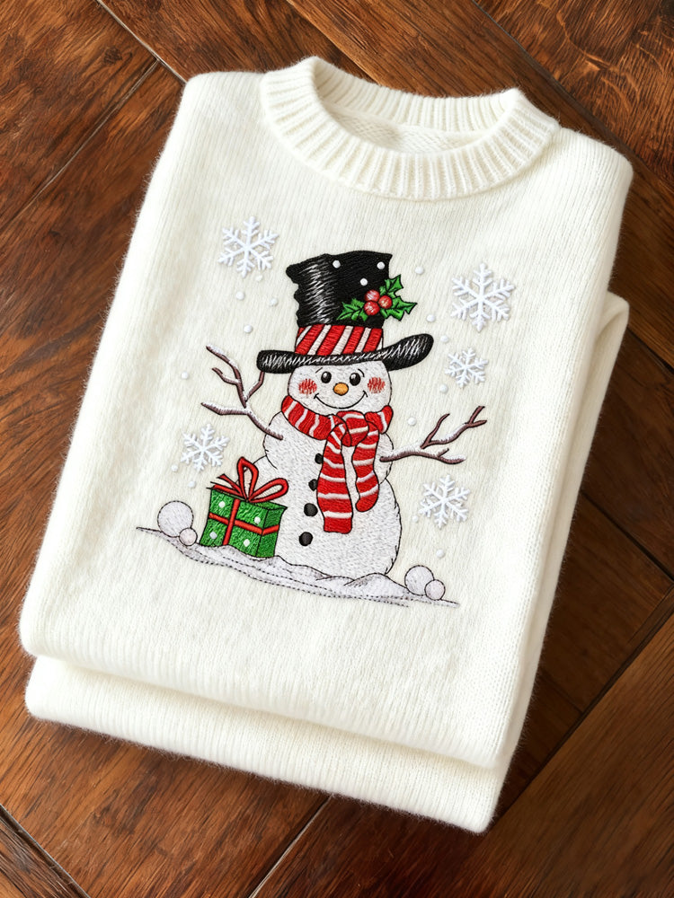 Christmas Snowman Print Sweater artswardrobe
