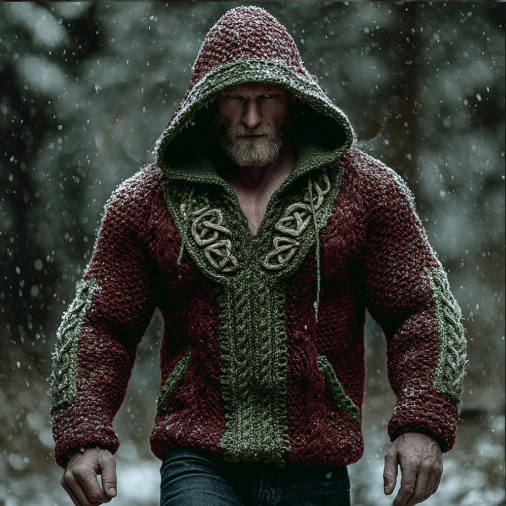 Comstylish Men's Christmas Red And Green Hooded Sweater