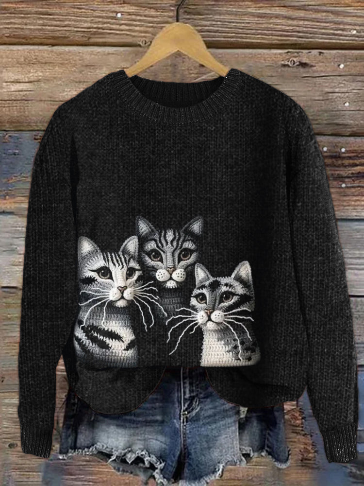 American Shorthair Cats Crochet Cozy Knit Sweater elevenforest