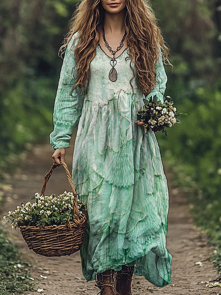 Wave Fish Scale Women's Lace Maxi Dress artswardrobe