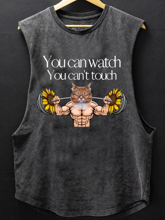 Animal Cat Sunflower Fitness You Can Watch You Can't Touch Tank Top elevenforest