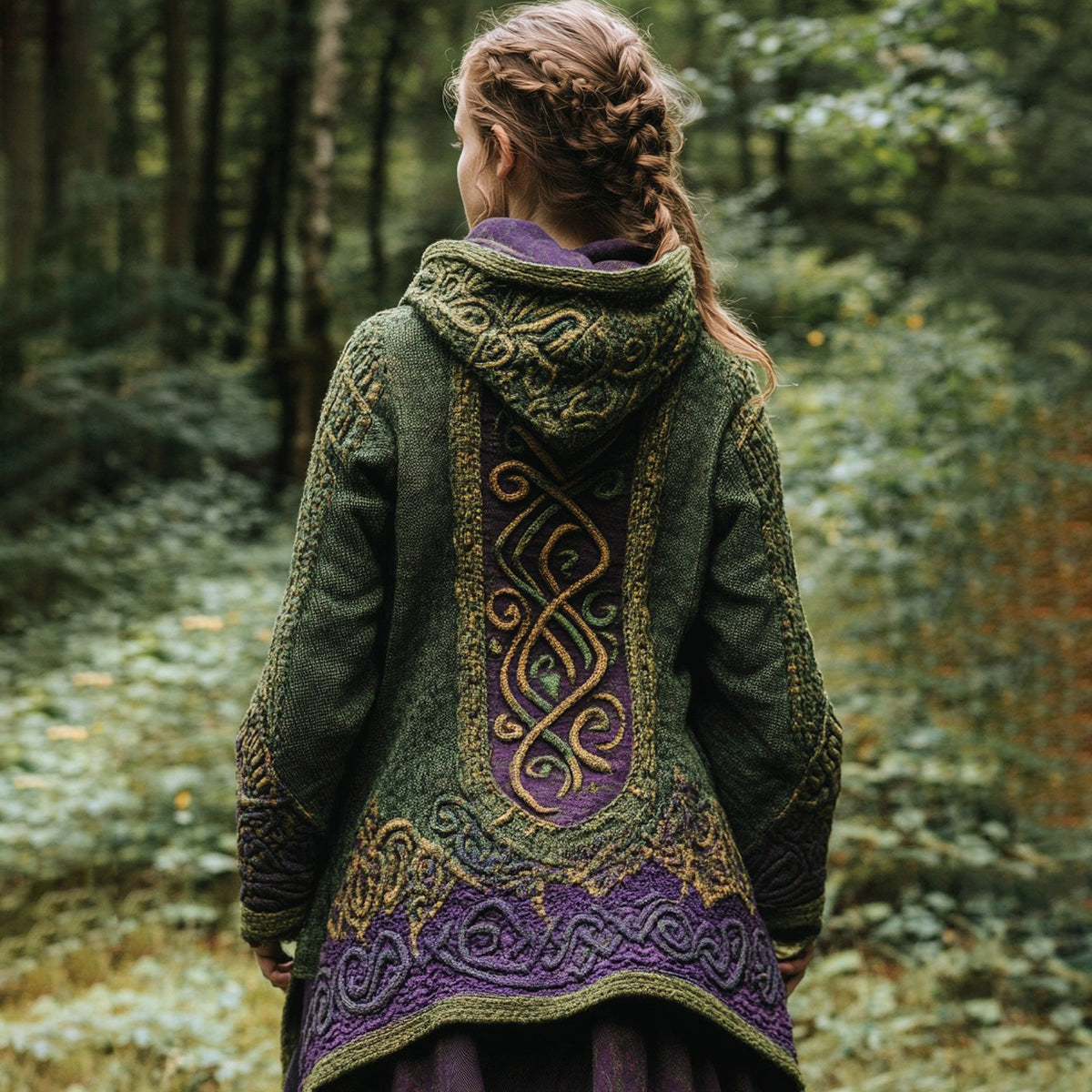 Scotland Elf Inspired Celtic Knot Hooded Cardigan elevenforest