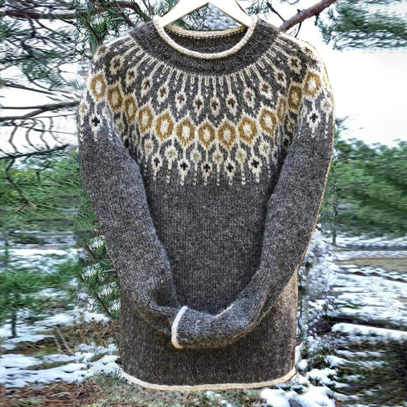 Vintage Icelandic Warm Knitted Jacquard Sweater (Unisex) elevenforest