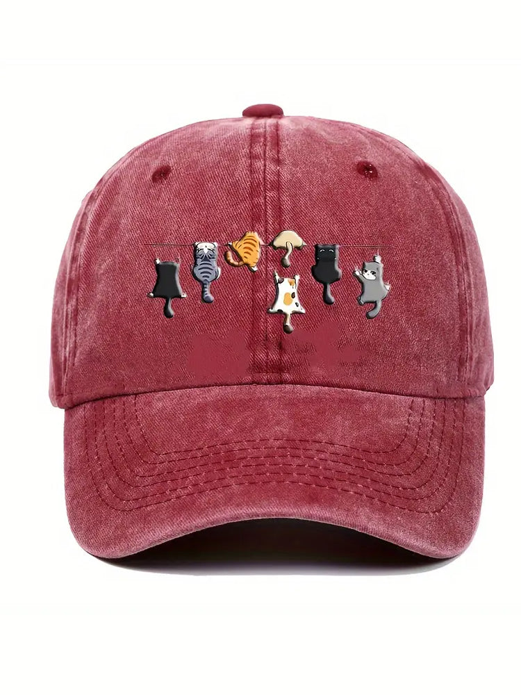 Cartoon Cats Vintage Washed Hat elevenforest