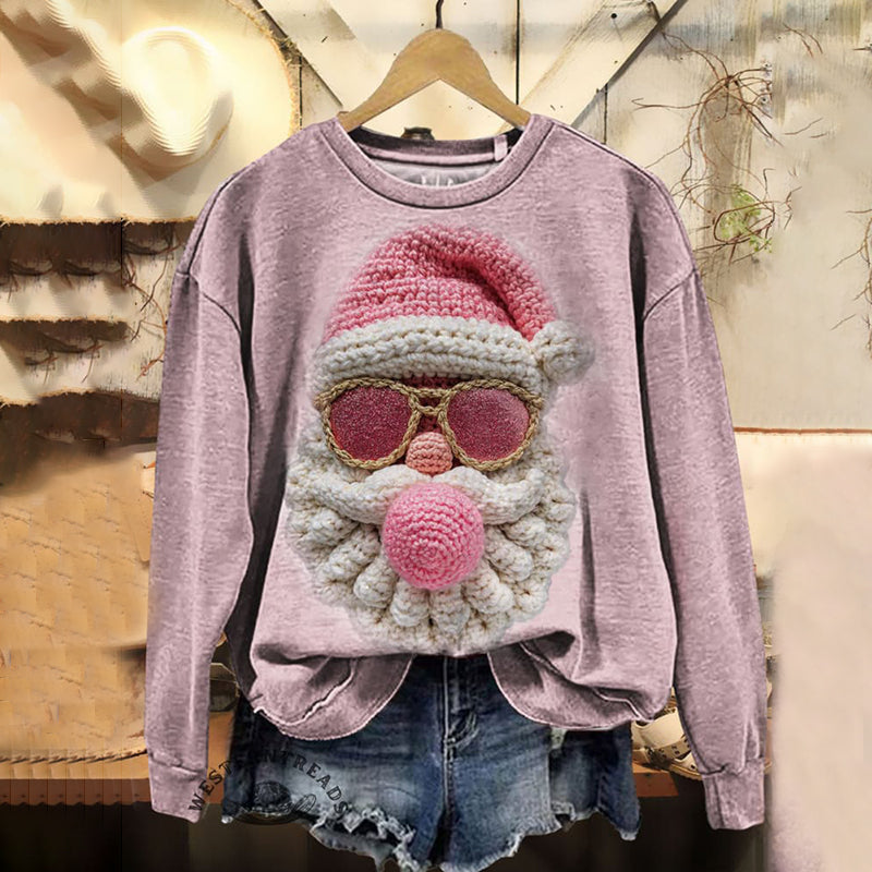 Comstylish Vintage Christmas Prints Casual Cotton Sweatshirt