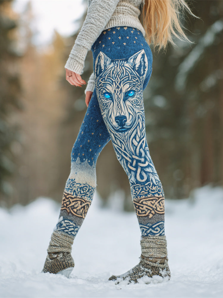 Viking Ice Wolf Women's Knit Leggings