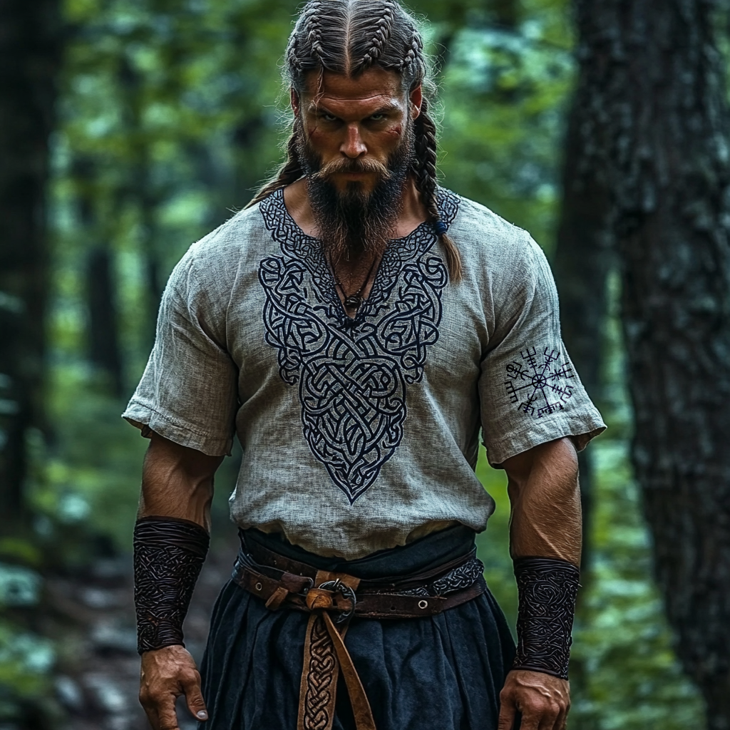 Men's Viking Celtic Art Linen Shirt artswardrobe