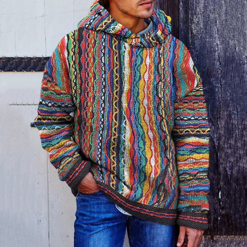 Men'S Merino Wool Knit Cozy Hooded Sweater elevenforest