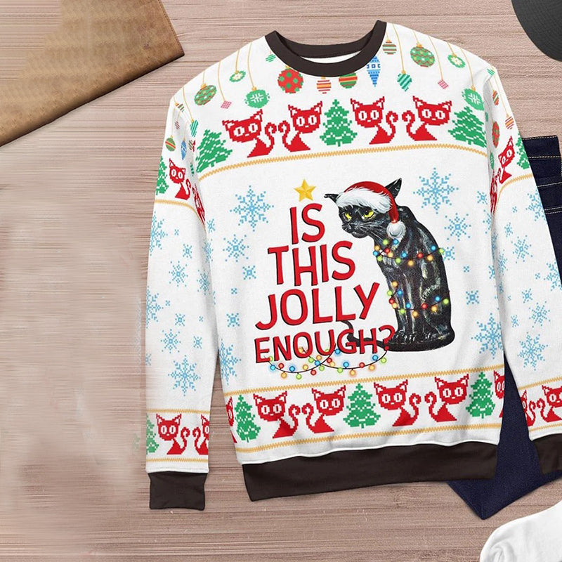 Is This Jolly Enough The Cat Long Sleeve Sweatshirt elevenforest