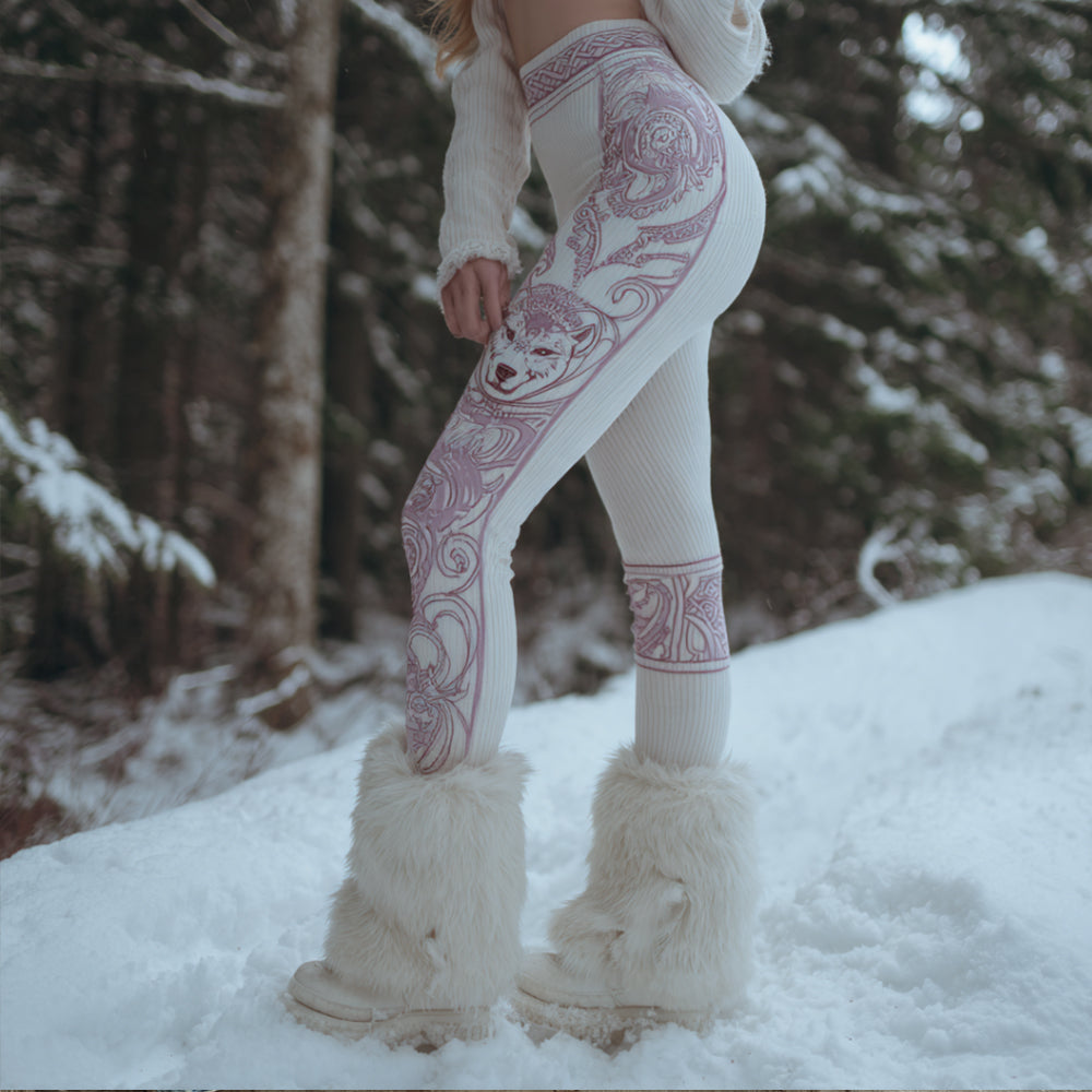 Comstylish Viking Style Animal Totem Celtic Knot Stitch Leggings