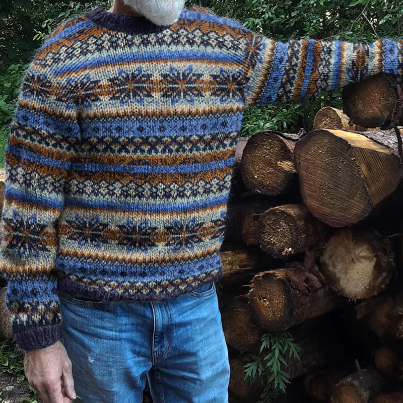 Mens Vintage Fair Isle Knit Pattern Art Cozy Sweater elevenforest