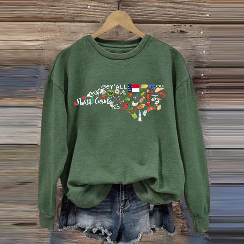 Comstylish Women's North Carolina Print Sweatshirt