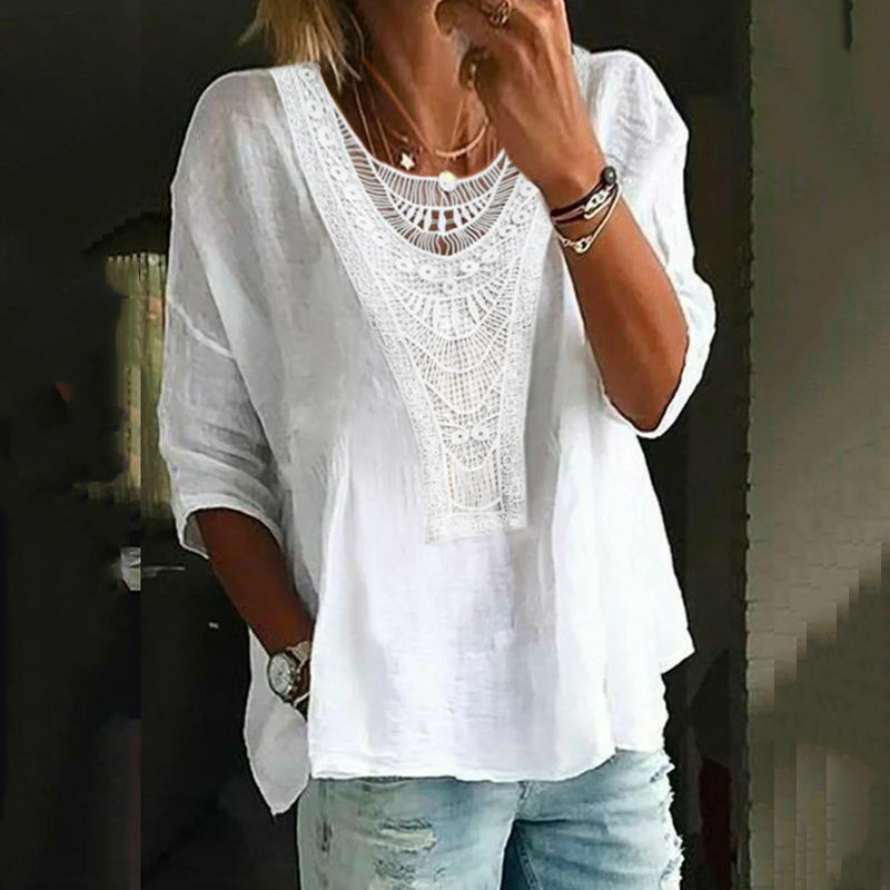 Comstylish Casual Lace Stitching T-Shirt