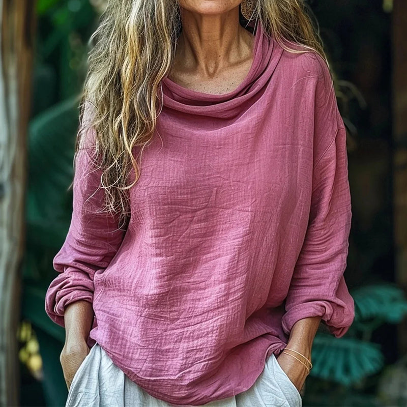 Comstylish Vintage Bohemian Style Linen Long Sleeve Shirt