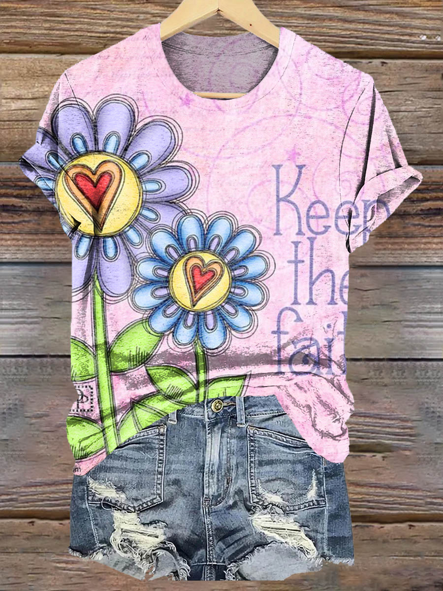 Women's Hippie Art Painting Print T-Shirt