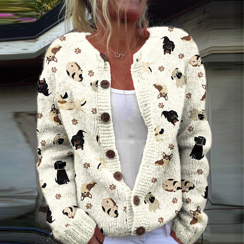 Comstylish A Dog's Life Dog Toss On Cream Cozy Sweater Cardigan