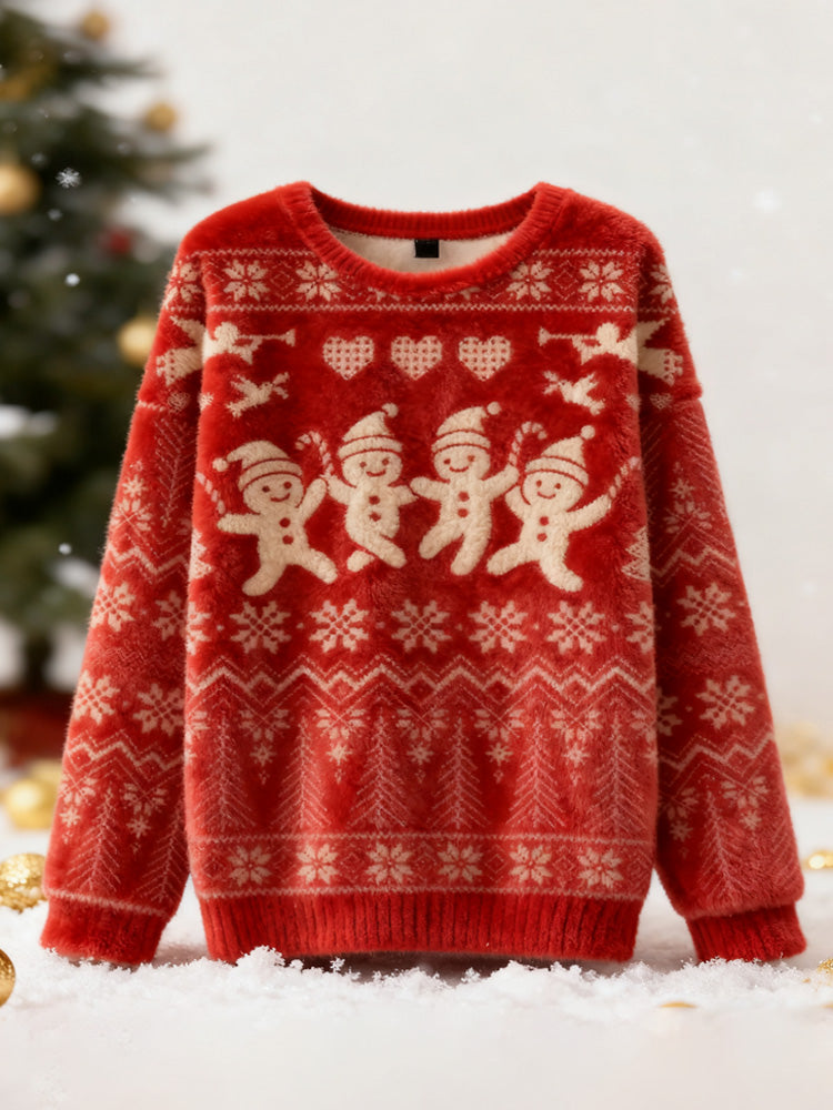 Comstylish Happy Cute Guy Christmas Ugly Flannel Sweater