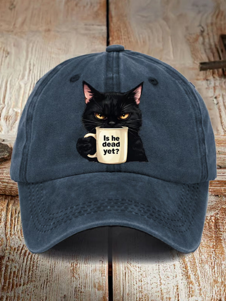 Unisex Casual Cat Washed Cotton Hat elevenforest