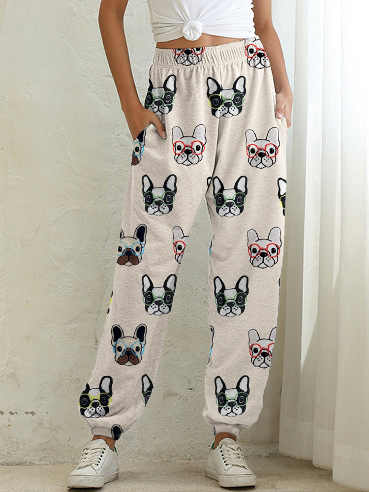Comstylish Funny Dogs With Glasses Print Sweatpants