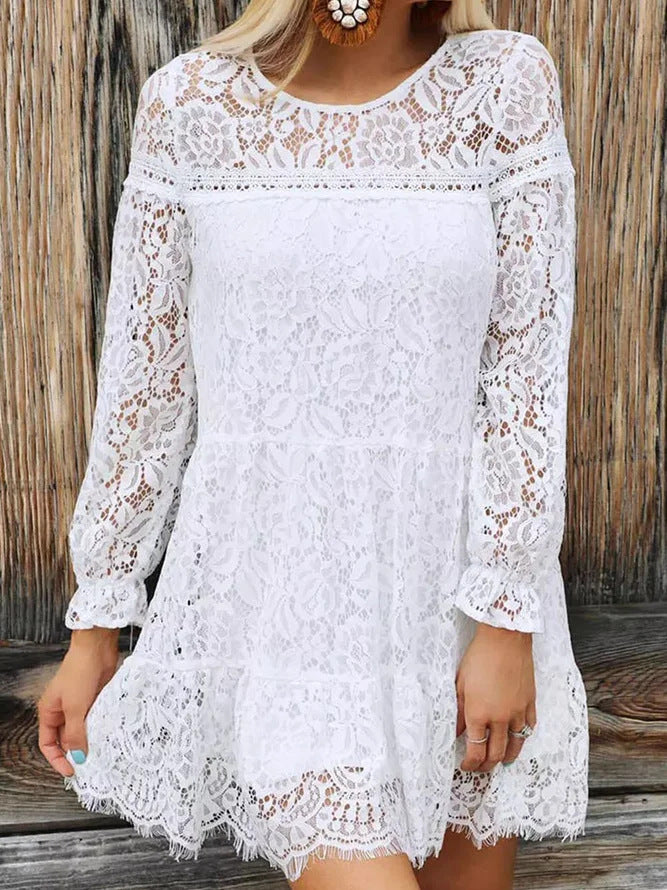 Lace Panel Lace Casual Dress