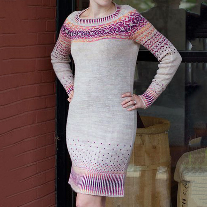 Vintage Icelandic Floral Knitted Warm And Comfortable Maxi Sweater elevenforest