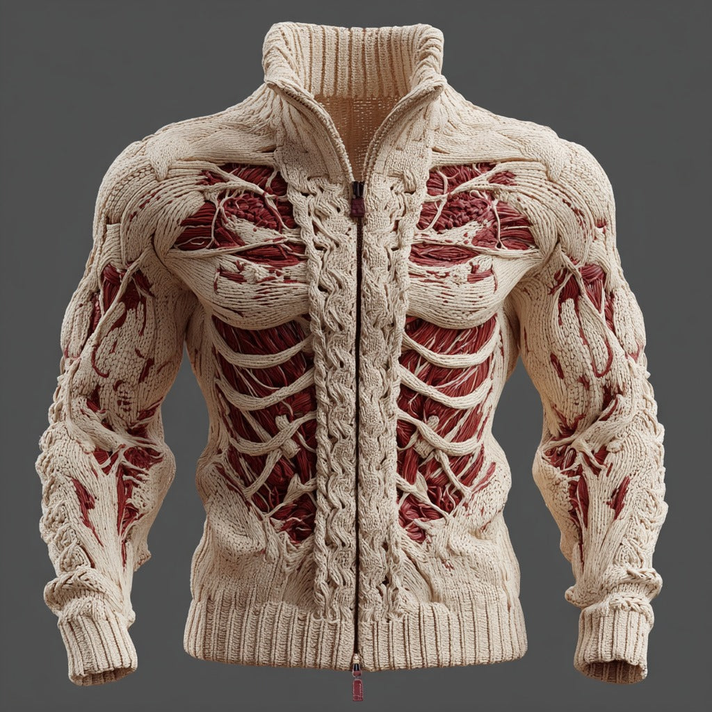 Men's Muscle Art Knit Zippered Jacket artswardrobe