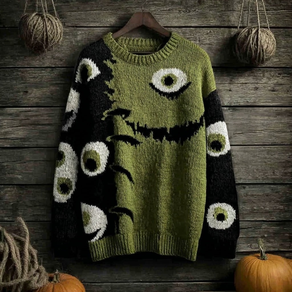 Halloween Scary Smiley Face Knitted Warm Sweater artswardrobe