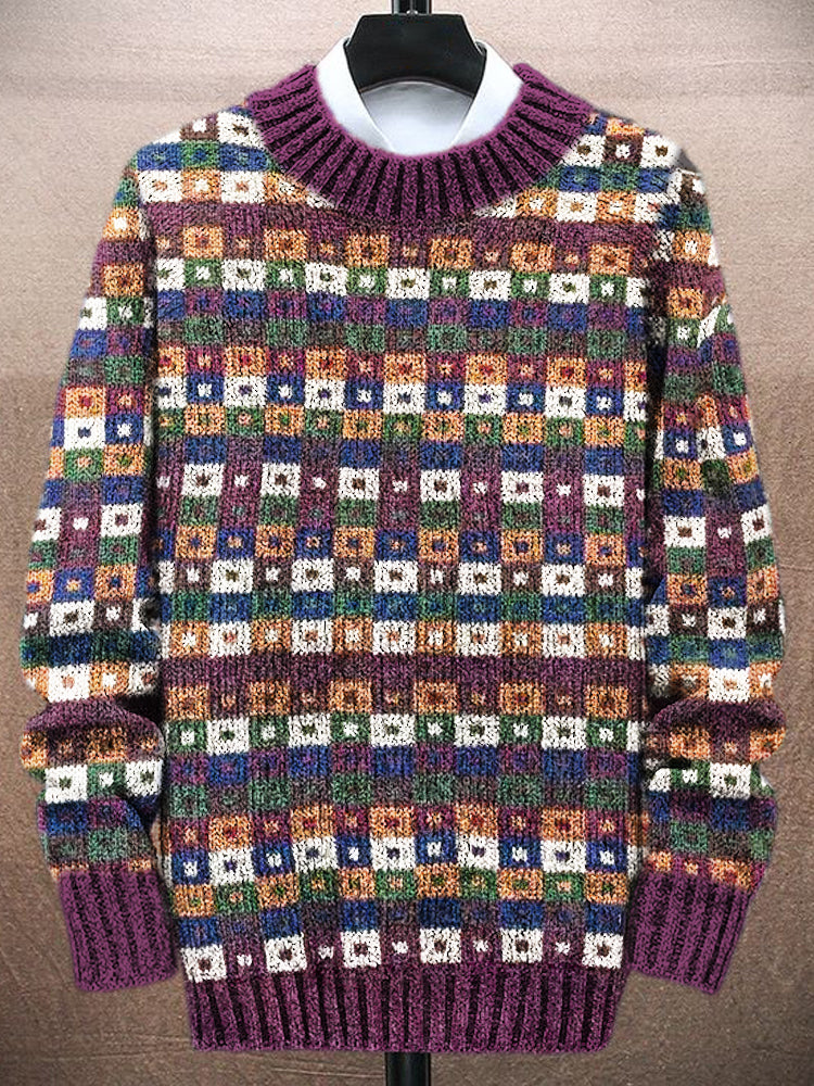 Vintage Geometric Pattern Men's Knit Sweater artswardrobe