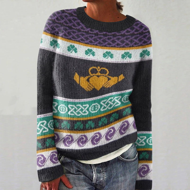 Women's Irish St. Patrick's Day Shamrock Cozy Knit Sweater artswardrobe