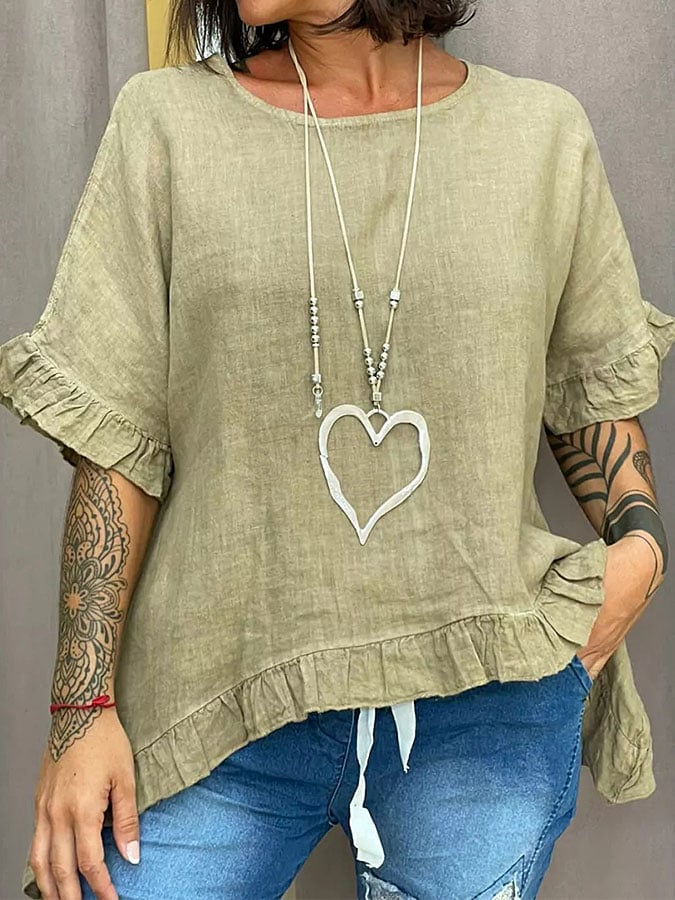 Women's cotton and linen loose casual shirt