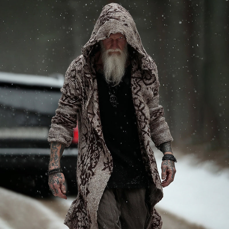 Men's Vintage Viking Tribal Celtic Pattern Art Cozy Cardigan Sweater artswardrobe