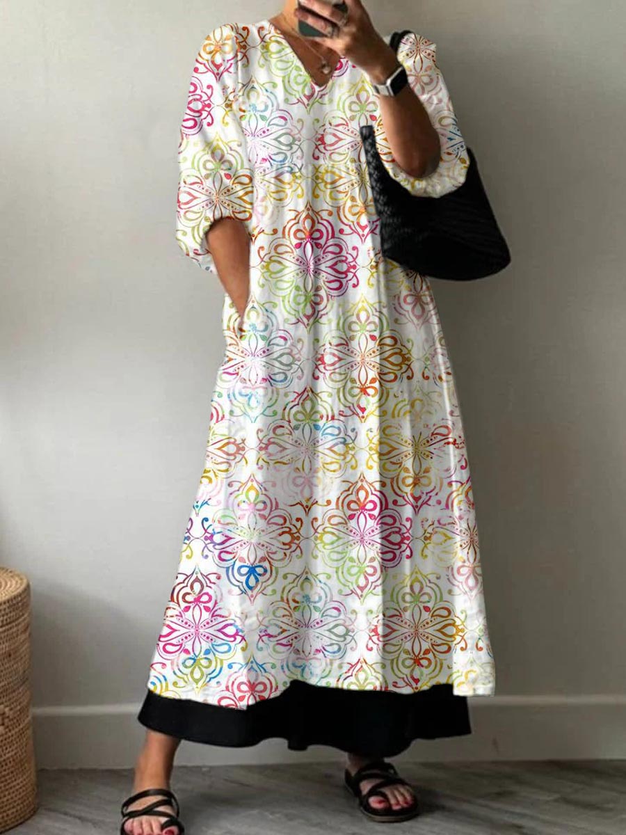 Women's Resort Style Patterned Cotton Dress