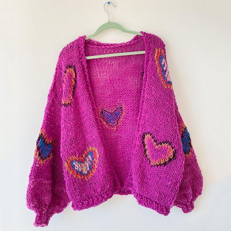 Women's Valentine Heart Button Down Cozy Sweater artswardrobe