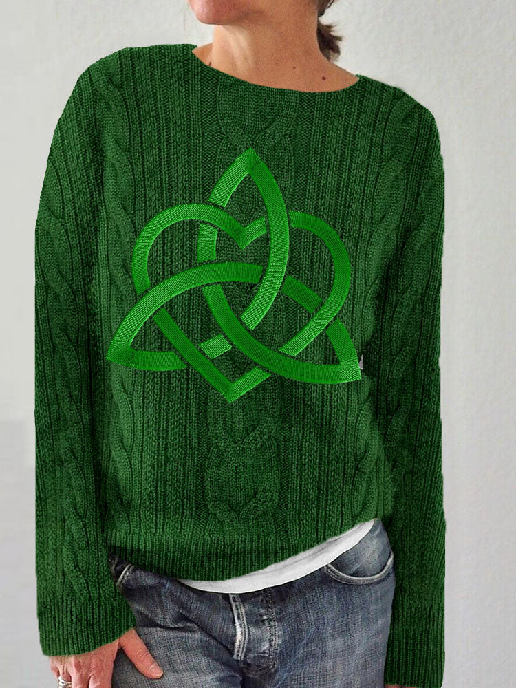 Irish Celtic Love Knot Embroidered Jacquard Cozy Sweater elevenforest