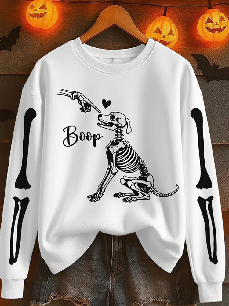 Comstylish Women's Halloween Boop! Printed Crew Neck Sweatshirt