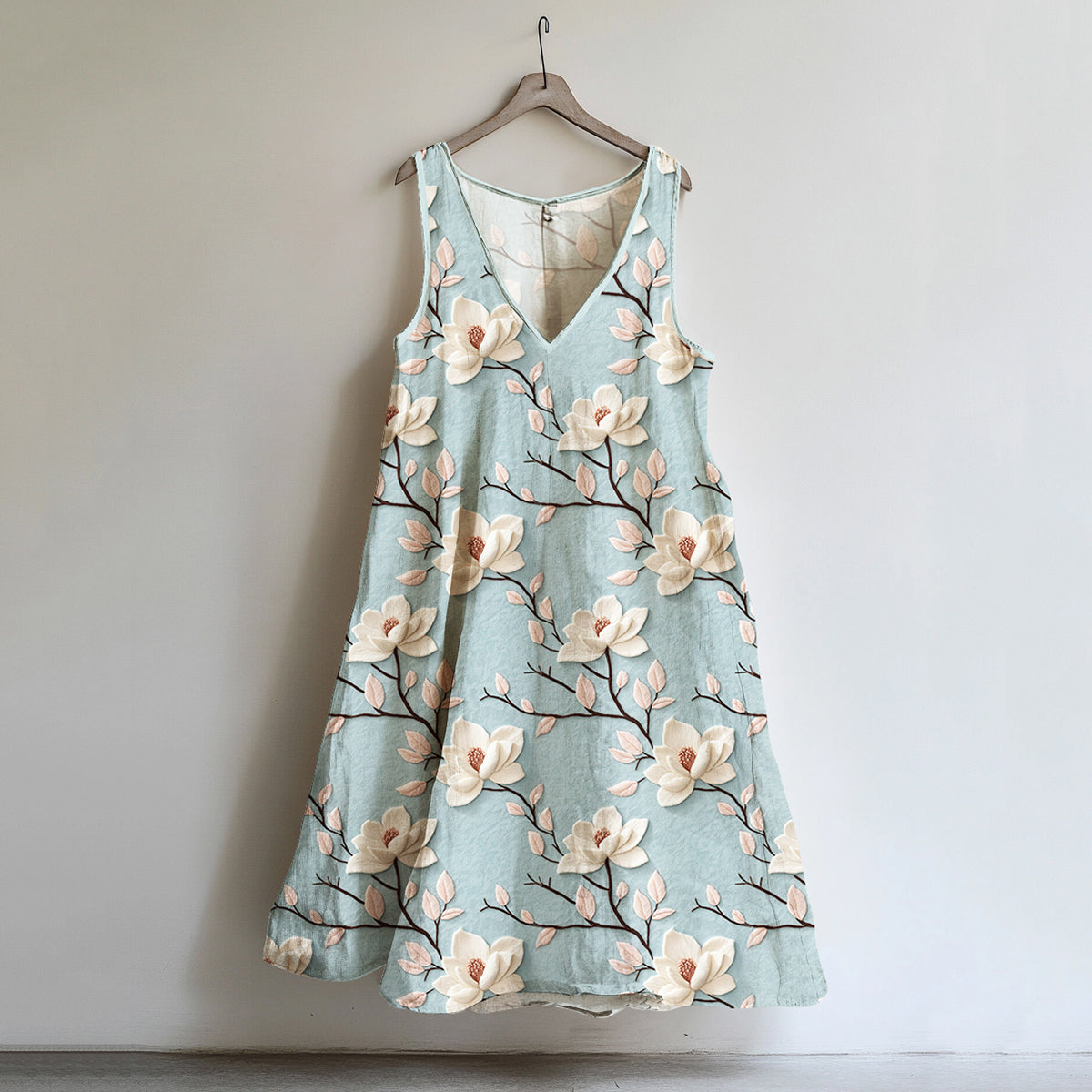 Women's Vintage Magnolia Floral Print Dress artswardrobe