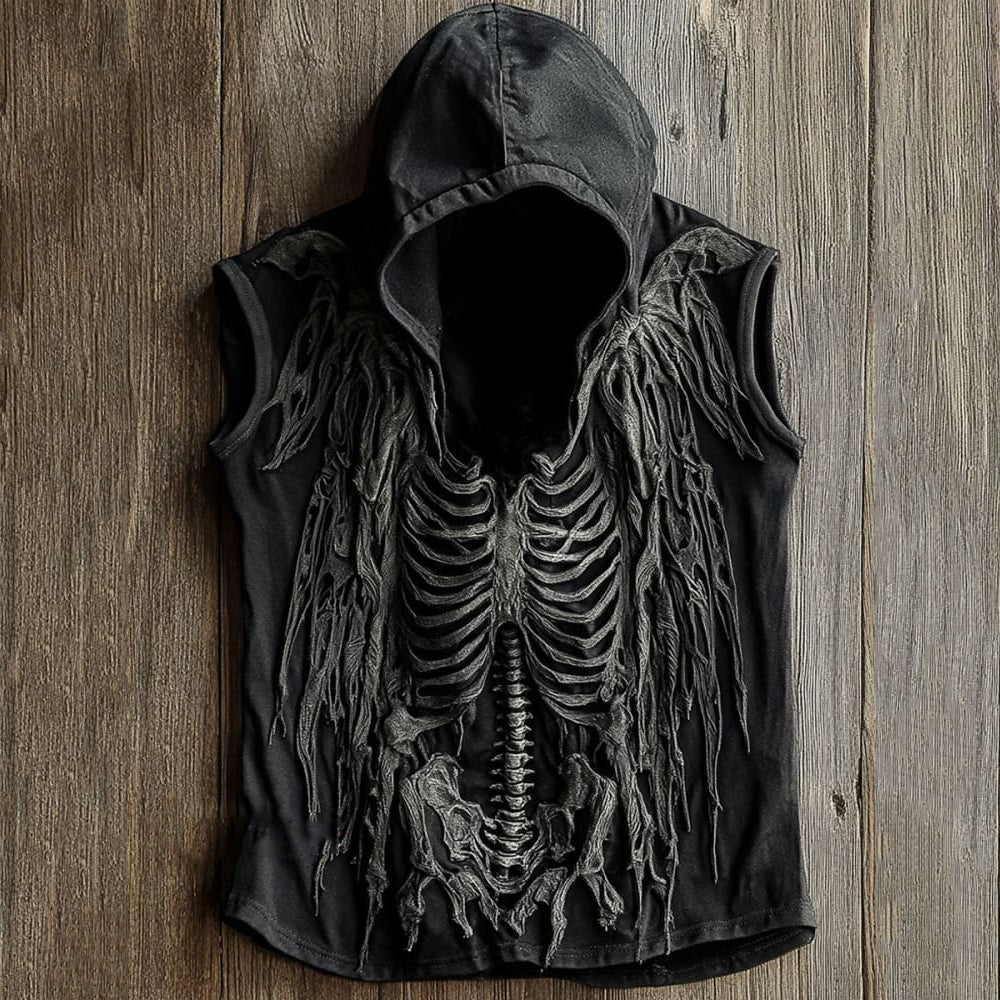 Men's Vintage Skeleton Print Casual Shirt artswardrobe