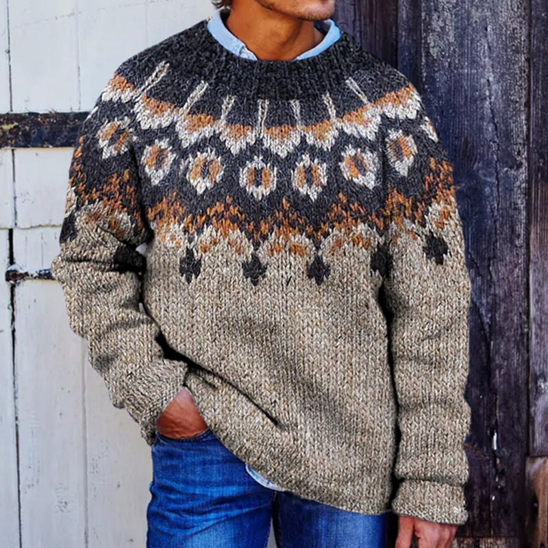 Men's Geometry Icelandic Pattern Art Cozy Knit Sweater elevenforest