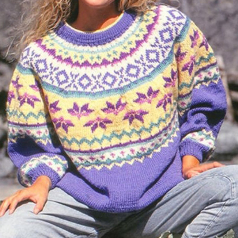 Classy Vintage Icelandic Knit Jacquard Warmth Art Cozy Knit Sweater elevenforest
