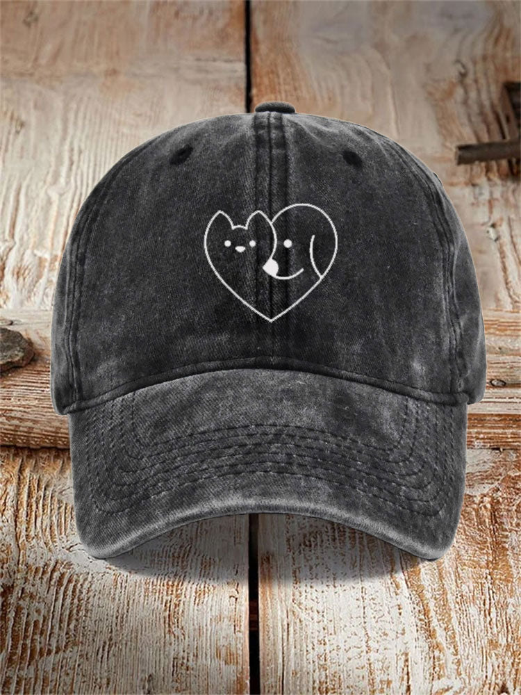 Comstylish Unisex Casual Pet Dog And Cat Print Washed Hat